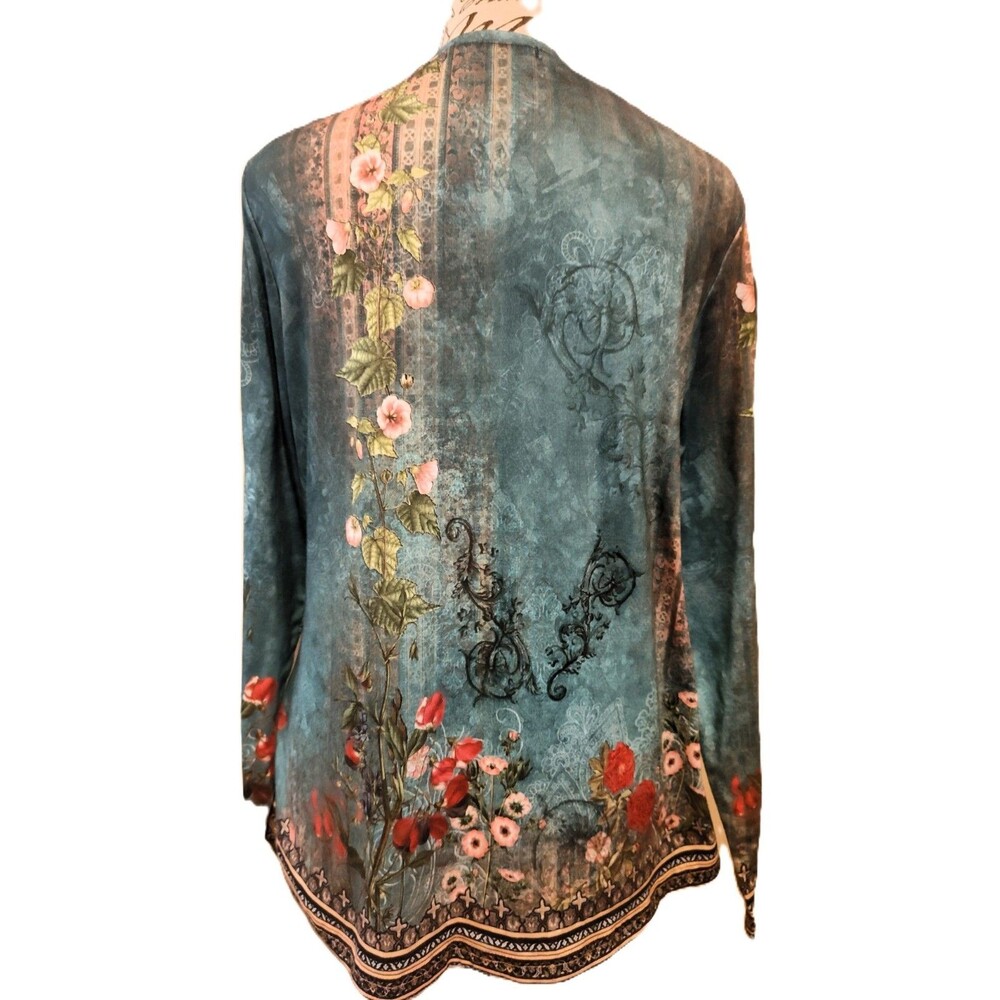 Beautiful Fantaslook Women's Tunic in Vintage Floral Teal Blue Pattern Size S - Picture 5 of 6
